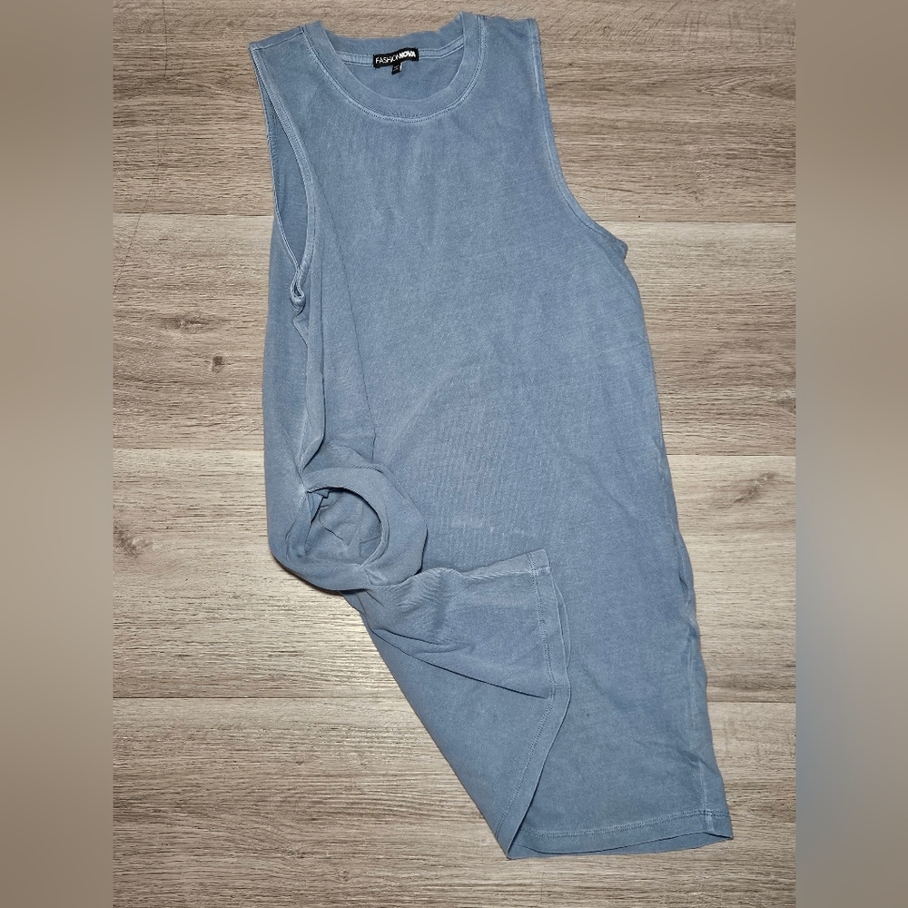Fashion Nova Washed Denim Crew Neck Mini Dress - Picture 3 of 8